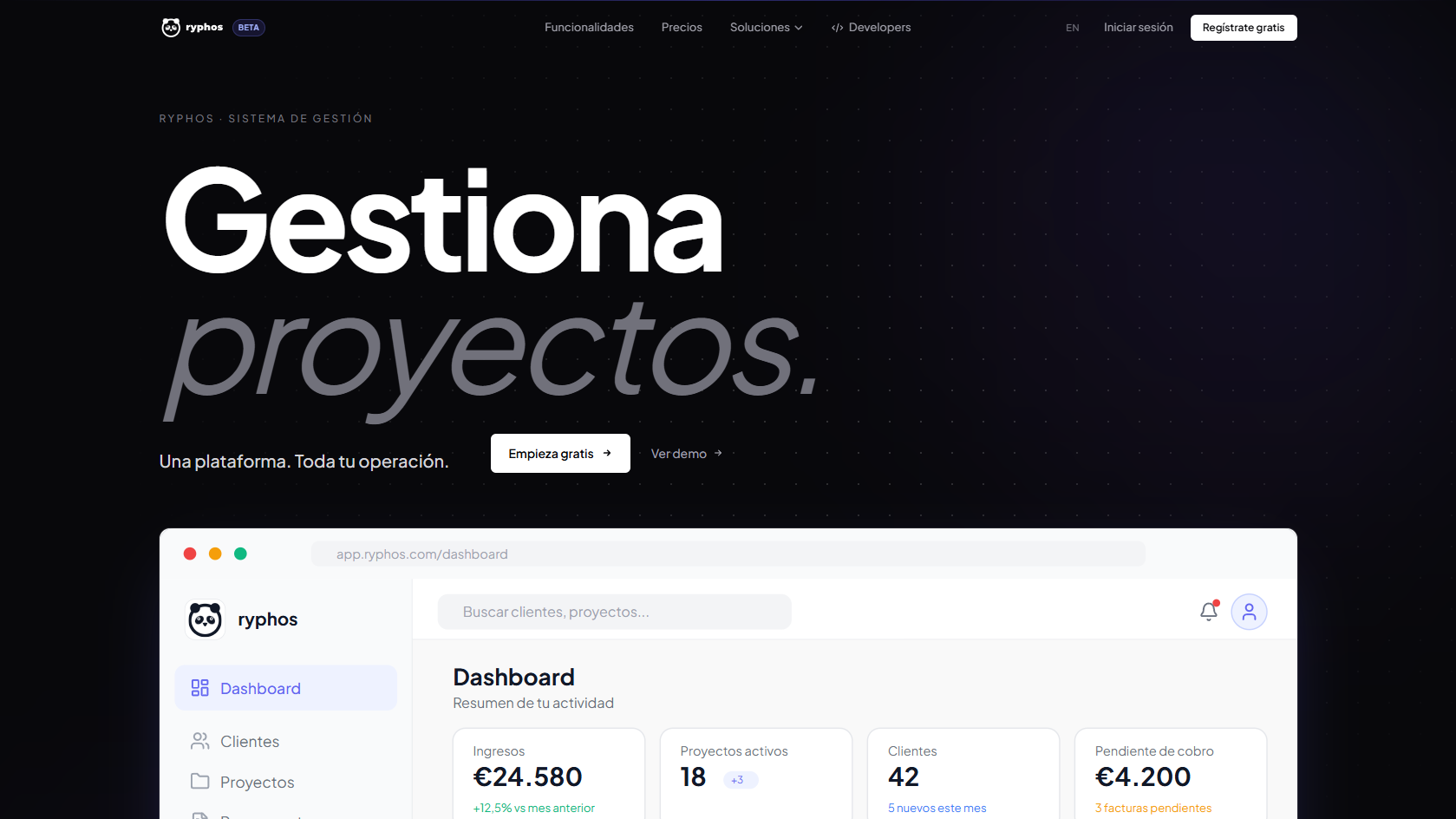 Ryphos — Gestión de proyectos y facturación para equipos